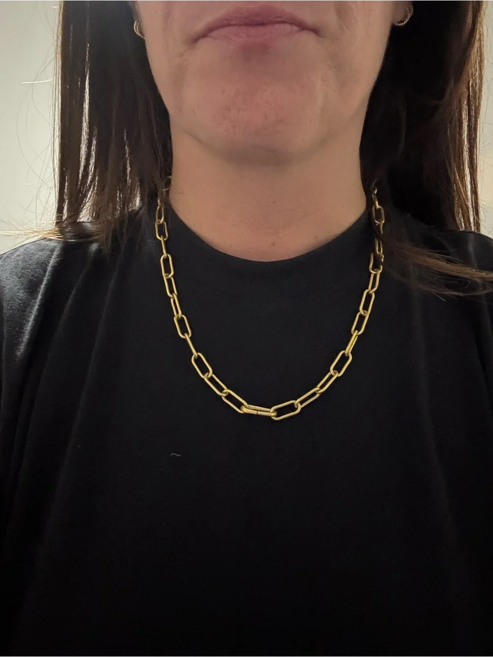 Paperclip Gold Link Chain Necklace - Picture 3 of 4